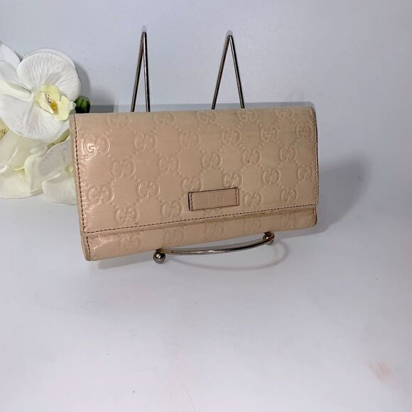 Authentic GUCCI Guccissima Long Clutch  Wallet Beige - Picture 1 of 14